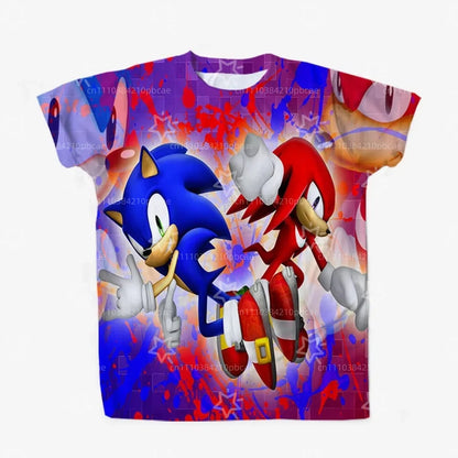 Men T Shirt Women Tee Boys Girls Top Adults Children Parent Child quick dry kid Tshirts Sonic Cartoon Casual Sports Print Tee