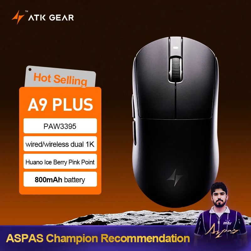 ATK Dragonfly A9 Ultra trådløs gamingmus PAW3950 ultralet tri-mode ergonomisk e-sports FPS-mus til gamere A9 SE Plus