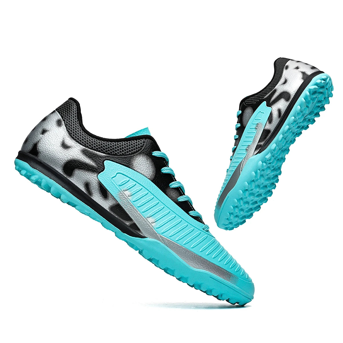 TF Turf Soccer Shoes PU Fabric Breathable Upper Rubber Sole Wear-Resistant Anti-Slip Men Women Kids Youth Training Sneakers