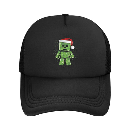 Suaugusiųjų „Creepers“ didelio ciferblato vaizdo žaidimų stiliaus „Trucker“ kepurė, tinklinė beisbolo kepurė, poliesterinė kepurė, saulės kepurė, reguliuojama lenktyninė kepurė, vasarinė