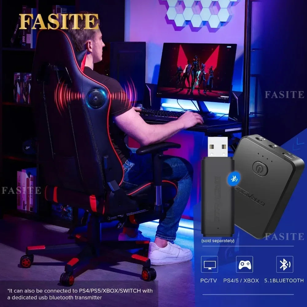 Ergonomic Gaming Chair with Footrest, Bluetooth Speakers, Reclining Computer Desk Chair, Adjustable Height Video Game Chair for Office