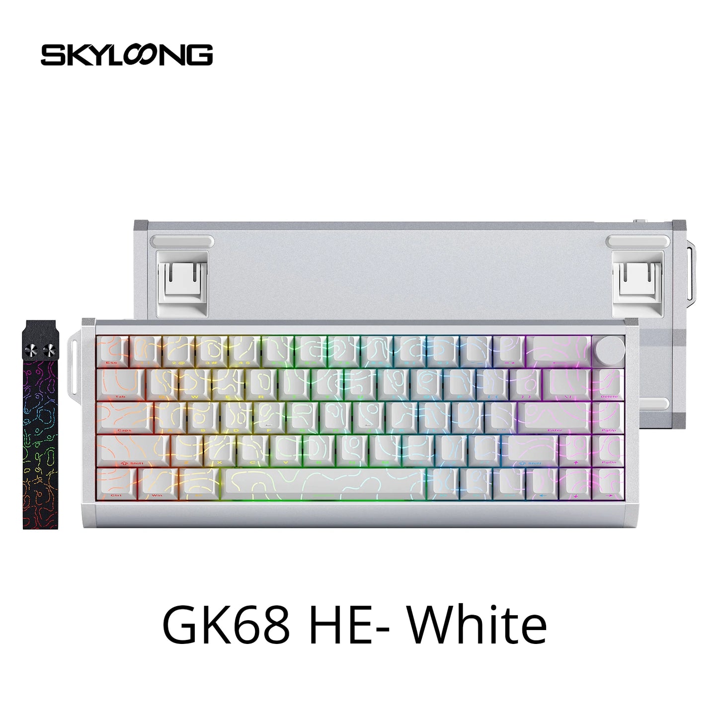 Teclado Magnético SKYLOONG GK61/GK68 HE com Caixa em Alumínio, 8000hz, RT0.01mm, Gatilho Rápido, Teclas PBT, Retroiluminação RGB, Teclado Gaming com Fio