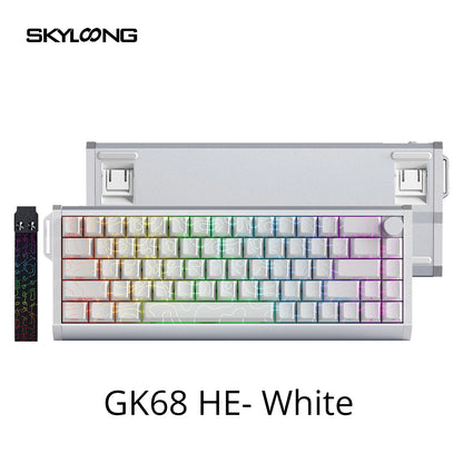 Teclado Magnético SKYLOONG GK61/GK68 HE com Caixa em Alumínio, 8000hz, RT0.01mm, Gatilho Rápido, Teclas PBT, Retroiluminação RGB, Teclado Gaming com Fio