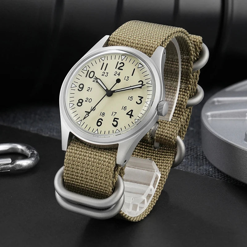 Militado ML07 Quartz Watch VH31 Movement Sapphire Crystal Military Watch 100m Waterproof High Clear AR Coating Luminous Watch