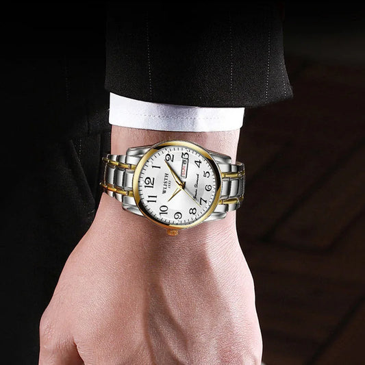 Luxury ladies’ watch, quartz watch, digital wristwatch, water-resistant, with calendar and backlight; fashionable and professional style, also suitable for men.