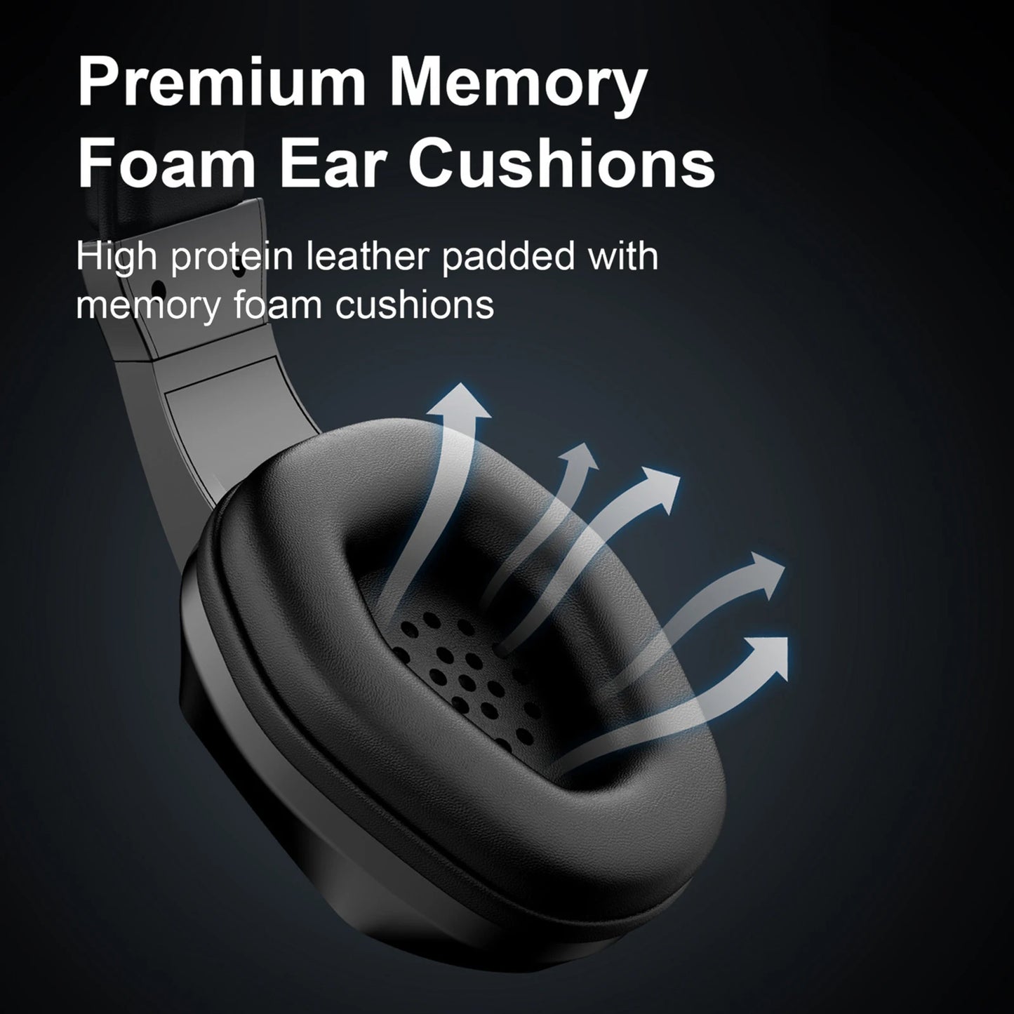 Wireless BT Gaming Headset with LED Lights, Low Latency Gaming Headphones, 40mm Drivers, Over-Ear Gaming Earphones with Omnidirectional Microphone
