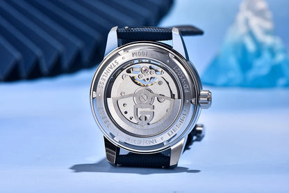 PAGANI DESIGN – Luxus mechanikus férfi karóra, 41 mm, zafírüveg, bőr szíj, vízálló, pilóta stílusú, tourbillon és holdfázis kijelzővel