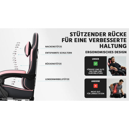 Gaming Chair Ergonomic Gaming Chair with Lumbar Support, Breathable Pu Leather Office Chair,Comfortable Computer Chair