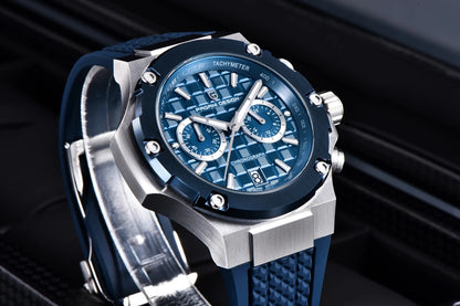 PAGANI DESIGN men’s quartz watches – Luxury sports chronograph, water-resistant, featuring luminescent hands and a sapphire crystal with anti-reflective coating