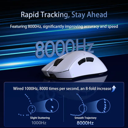Delux M900PRO Versione ultraleggera Mouse gaming wireless ergonomico 1K/8K Polling Rate 50g PAW3395 per gamer PC destrorsi con mano grande