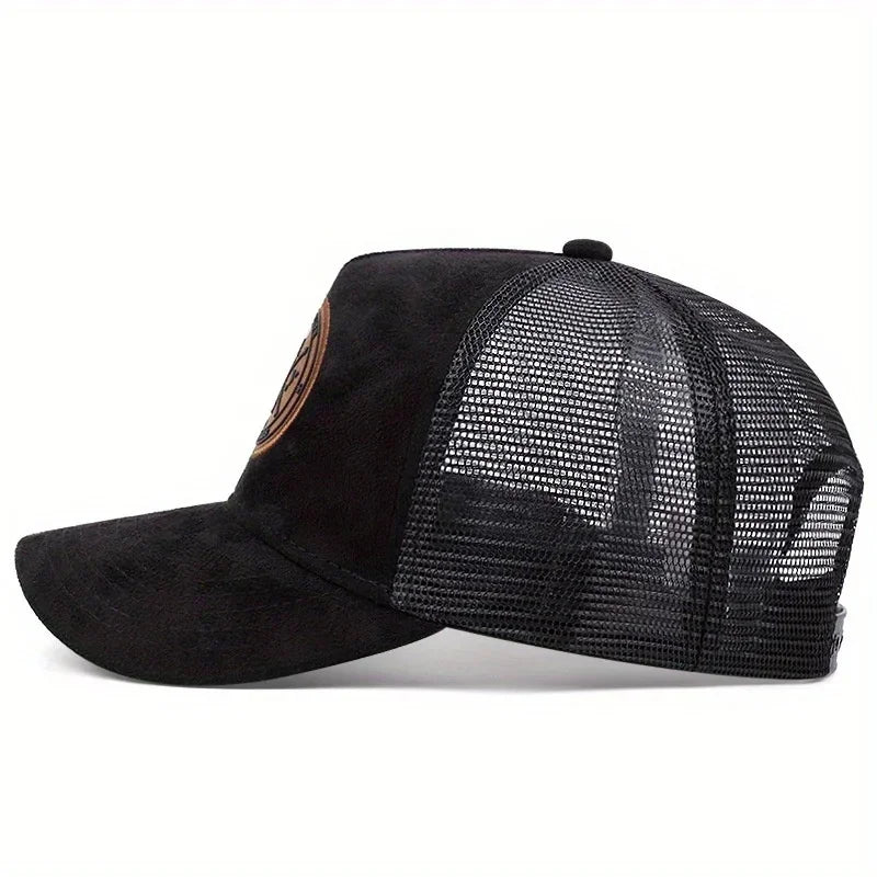 Populär mesh-baseballkeps, unisex, moderiktig, avslappnad, andningsbar, med bokstavsikon, hiphop-trucker-keps, utomhussport, pappakeps