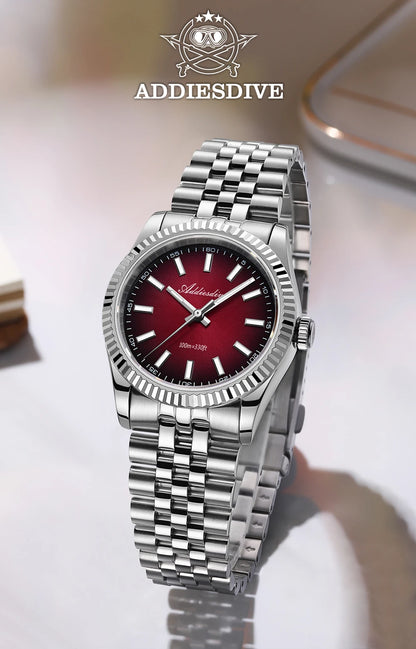 Reloj para hombre ADDIESDIVE AD2073, cristal de zafiro, 36mm, VH31, esfera sunburst, cuarzo, 10Bar, impermeable para buceo, luminoso