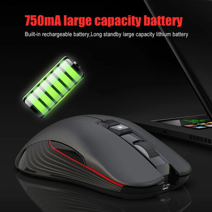 Mouse da gaming wireless 2.4G USB-C ricaricabile 3600DPI a 7 pulsanti, mouse silenzioso Type-C per MacBook, laptop, PC e computer da gioco
