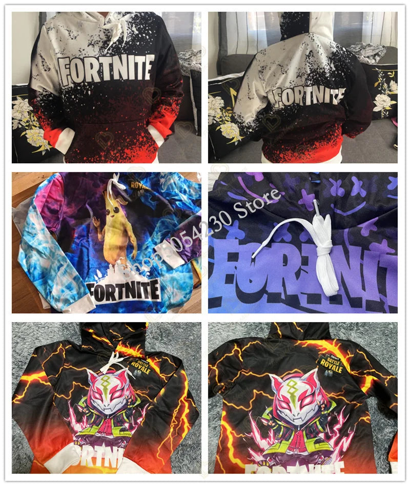 Sweatshirt com Capuz Fortnite Cool Heroes para Rapaz, Estilo Cosplay, Casaco Infantil com Desenho Animado para Primavera e Outono