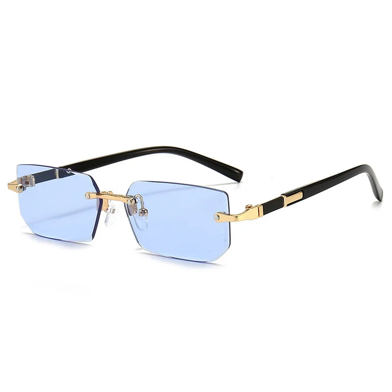 Vintage Rectangle Sunglasses Men New Rimless Fashion Beach Shades Women Trendy Luxury Brand Design Casual Anti-UV Sun Glasses