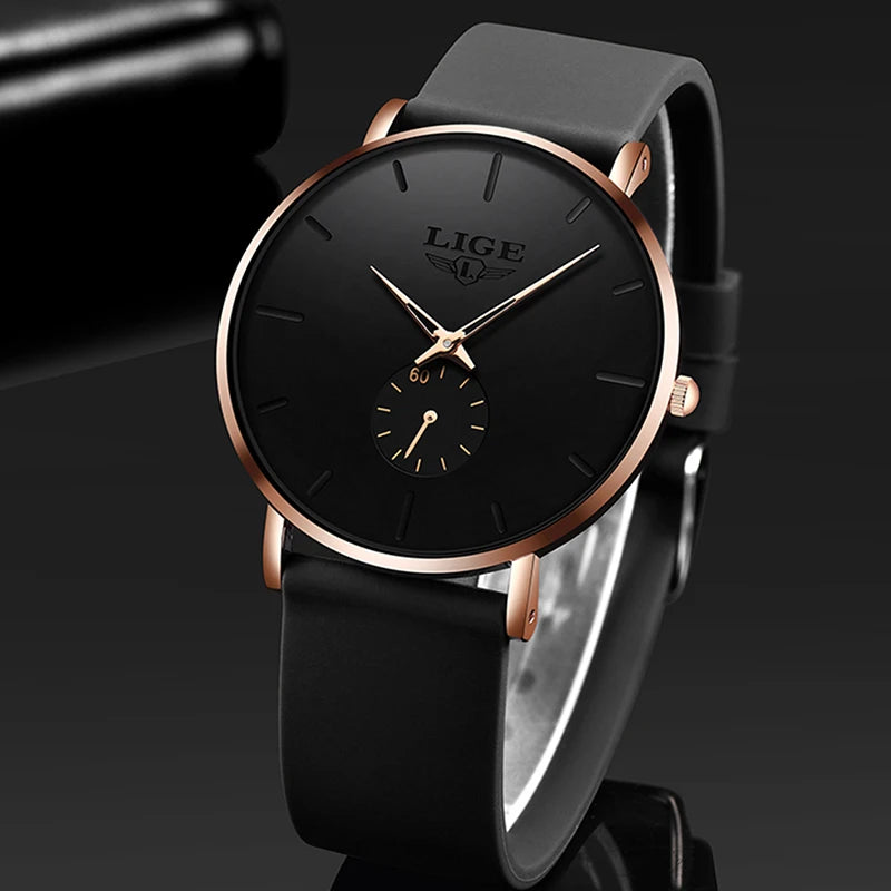 LIGE men’s watch – Sporty and trendy style, luxury brand, water-resistant, sleek and ultra-thin design, men’s quartz watch