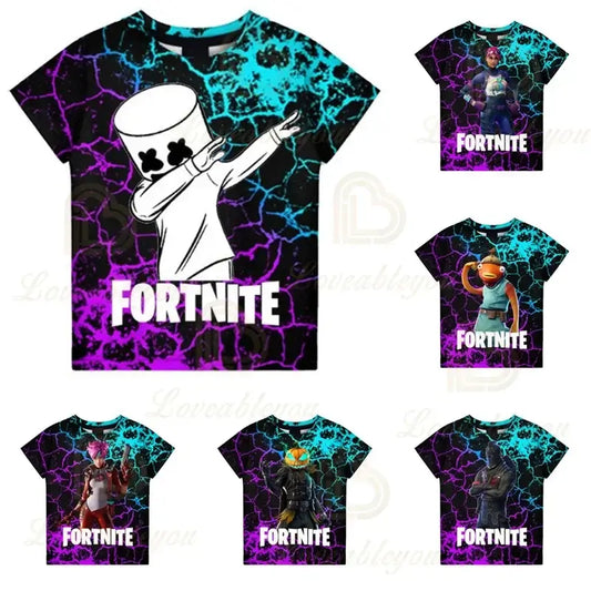 Fortnite Boys T-shirt Kids Tops Summer Children Clothes 3D Funny Battle Royale Game Graphics T-Shirt Toddler Girls Top Tee