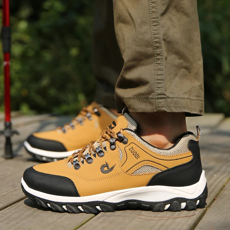 Sapatos casuais em pele para homem, ténis leves de caminhada para primavera, outono e inverno