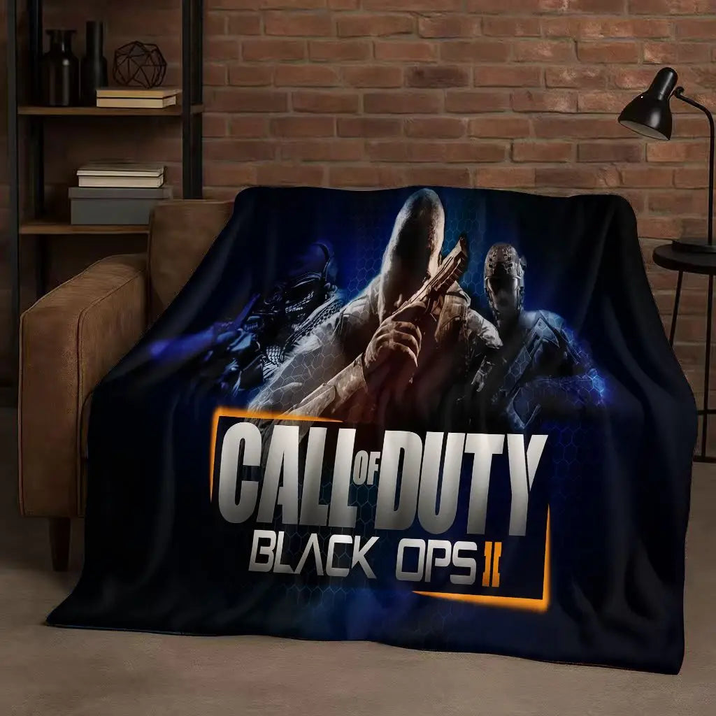 HD Classic Gun Game Call of Duty COD Ghost Simon Flannel Blanket,Ultra Soft Warm Plush Throw for Home Bedroom Bed Sofa Cover Kid