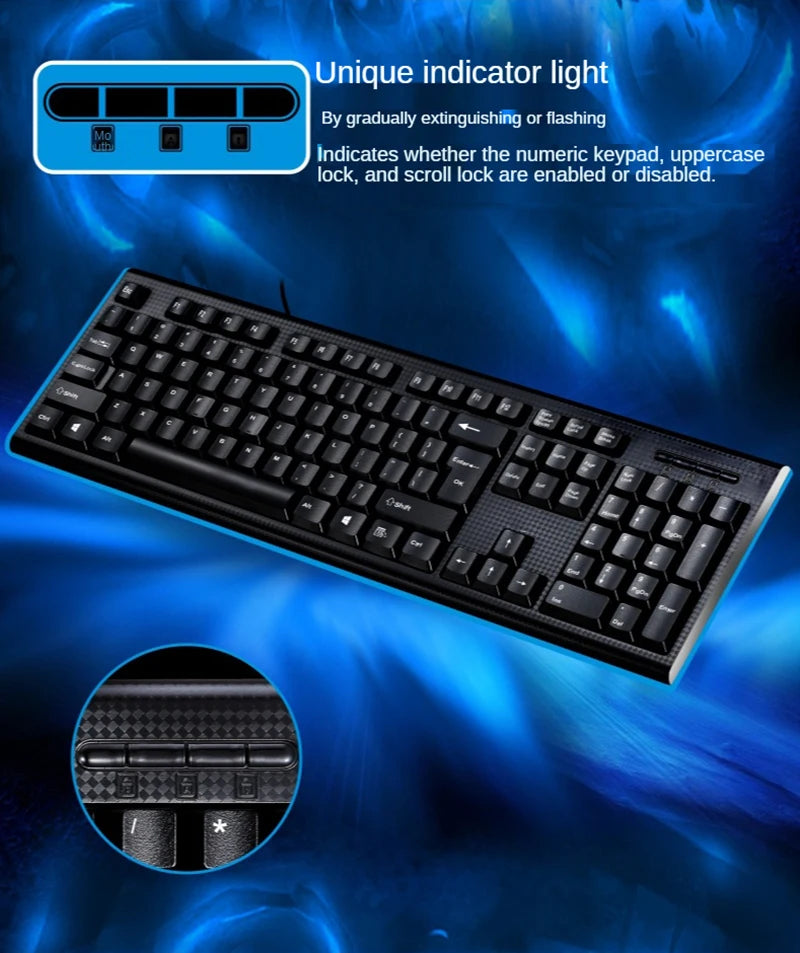 Q9 Einzelne Tastatur USB, quadratischer Anschluss, für Büro und Zuhause, PS2-Rundanschluss, kabelgebunden, für Desktop-Computer
