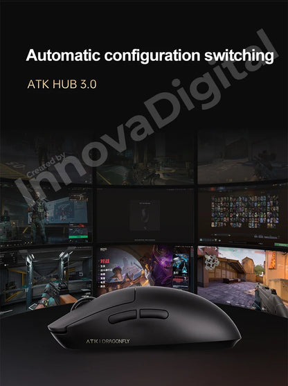 ATK Dragonfly A9 Ultimate brezžična gaming miška A9 Air PAW3950, ultralahka ergonomska e-športna miška za igričarje FPS CSGO A9 Ultra