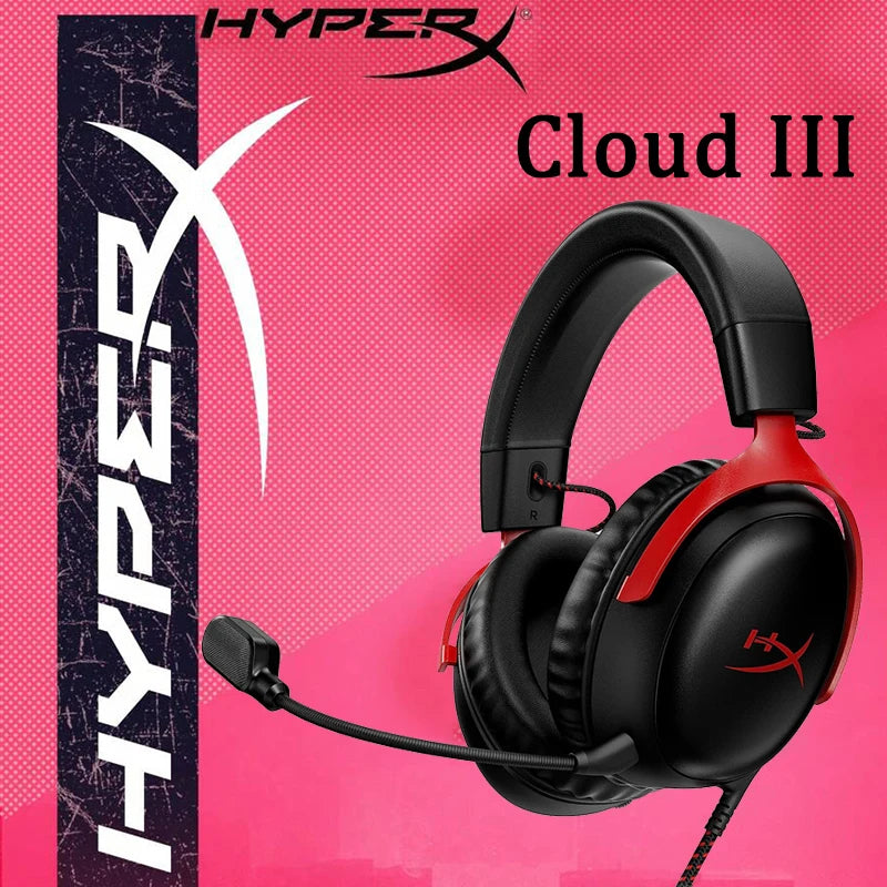 Cuffie da gaming cablate HyperX Cloud III con audio spaziale DTS X, driver da 53mm, microfono con cancellazione del rumore – Cuffie da gaming USB e 3.5mm per PC, PS5, Xbox, Switch