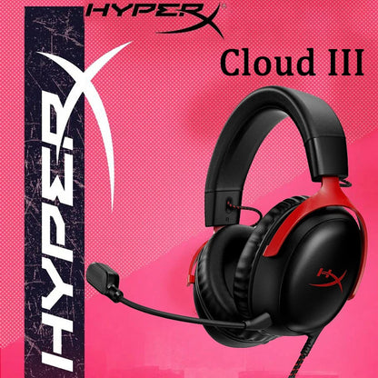Cuffie da gaming cablate HyperX Cloud III con audio spaziale DTS X, driver da 53mm, microfono con cancellazione del rumore – Cuffie da gaming USB e 3.5mm per PC, PS5, Xbox, Switch