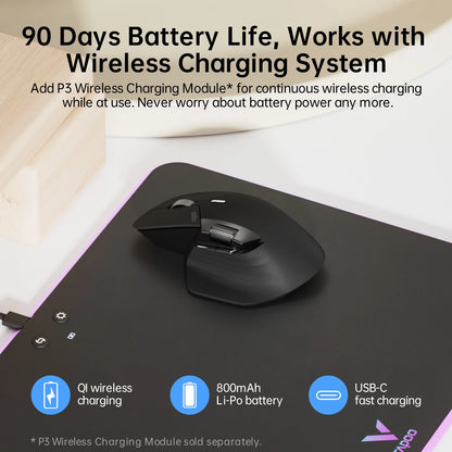 Mouse wireless ricaricabile multimodale Rapoo MT760L/MT760M, ergonomico, 4000 DPI, supporto fino a 4 dispositivi, Bluetooth