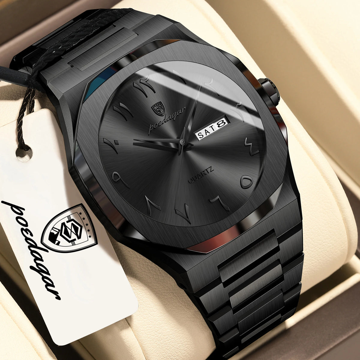 POEDAGAR luxury men’s quartz watch, water-resistant, stainless steel, men’s watch, day-date, business watches for men, Reloj Hombre