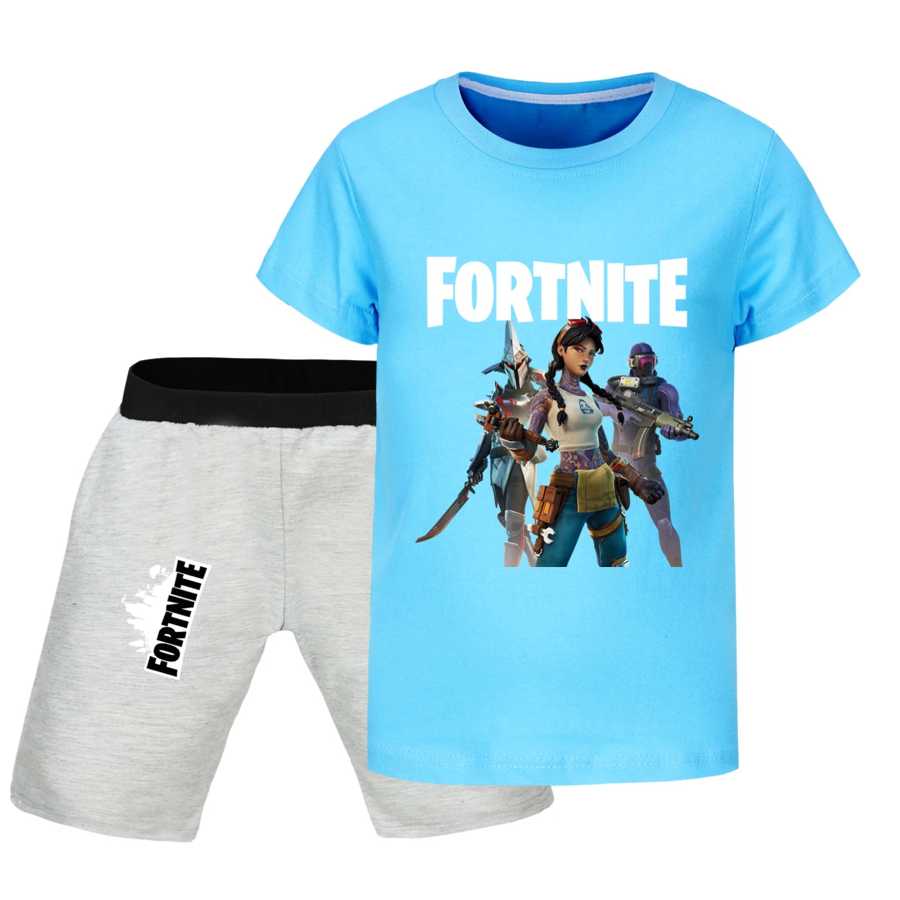 Fortnite Summer Kids Cartoon T-shirts Shorts Two-piece Set Baby Boys Tracksuit Girls Outfits505