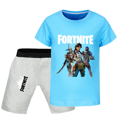 Fortnite Summer Kids Cartoon T-shirts Shorts Two-piece Set Baby Boys Tracksuit Girls Outfits505