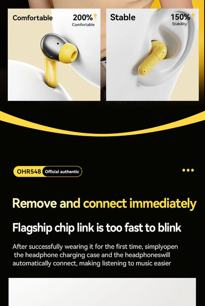 Acer Ohr548 Wireless Bluetooth Headphones with In-Ear Design, Anc Call Noise Reduction, Charging Case, Stereo Sound Effect, Low Latency for Gaming, Comfortable Fit for Sports, Running, and Fitness
