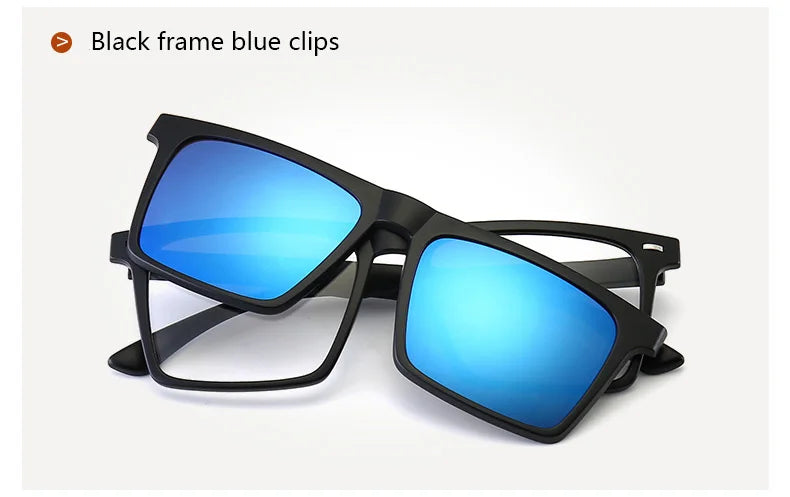 Myopia Polarized Magnet Sunglasses Women Men Clip On Glasses Square Optic Spectacle 6 In 1 Eyeglass Frames -0.5 TO -10