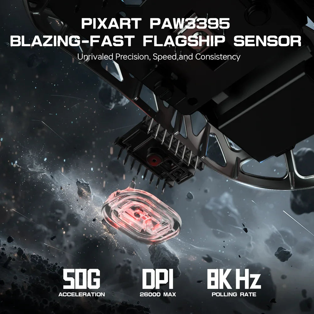 ATTACK SHARK R3 Magnesium Alloy Gaming Mouse 8K Wireless Superlight Mouse, PAW3395 Sensor, 26000 DPI, 8000Hz Polling Rate, Bluetooth, 2.4G & Wired Gaming Mouse