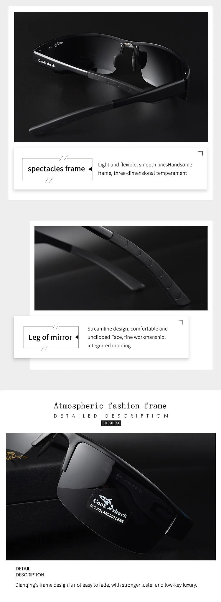 Cook sunglasses for men driving with UV-proof discoloration sunglasses polarized day and night glasses