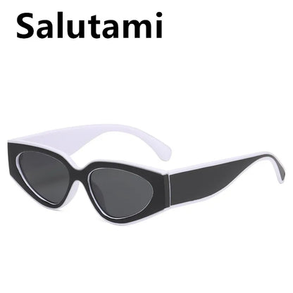 unique black white patchwork cat eye sunglasses for women new fashion small round gradient sun glasses ladies sexy Y2K shades
