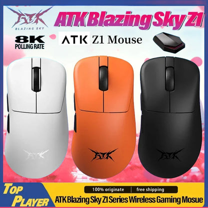 ATK Z1 Pro Max Ultra безжична геймърска мишка с персонализирани крачета, PAW3950, Ultra Smart Speed Wireless, 8k честота на отчитане, 0.39ms ниска латентност