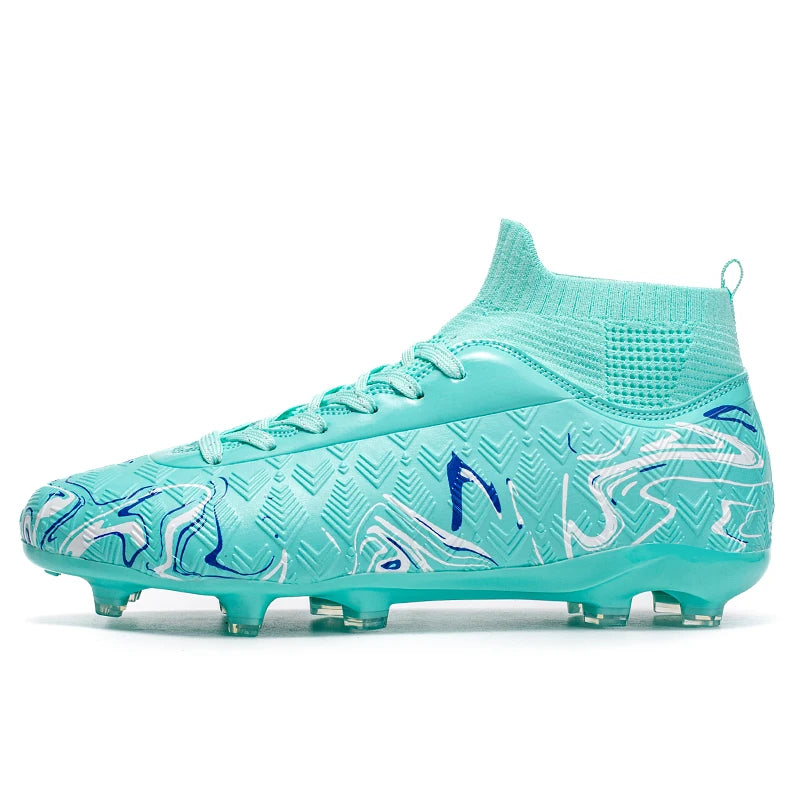 Chaussures de football élégantes à tige haute, design robuste avec crampons longs, résistantes à l'usure et antidérapantes pour l'entraînement sportif en extérieur