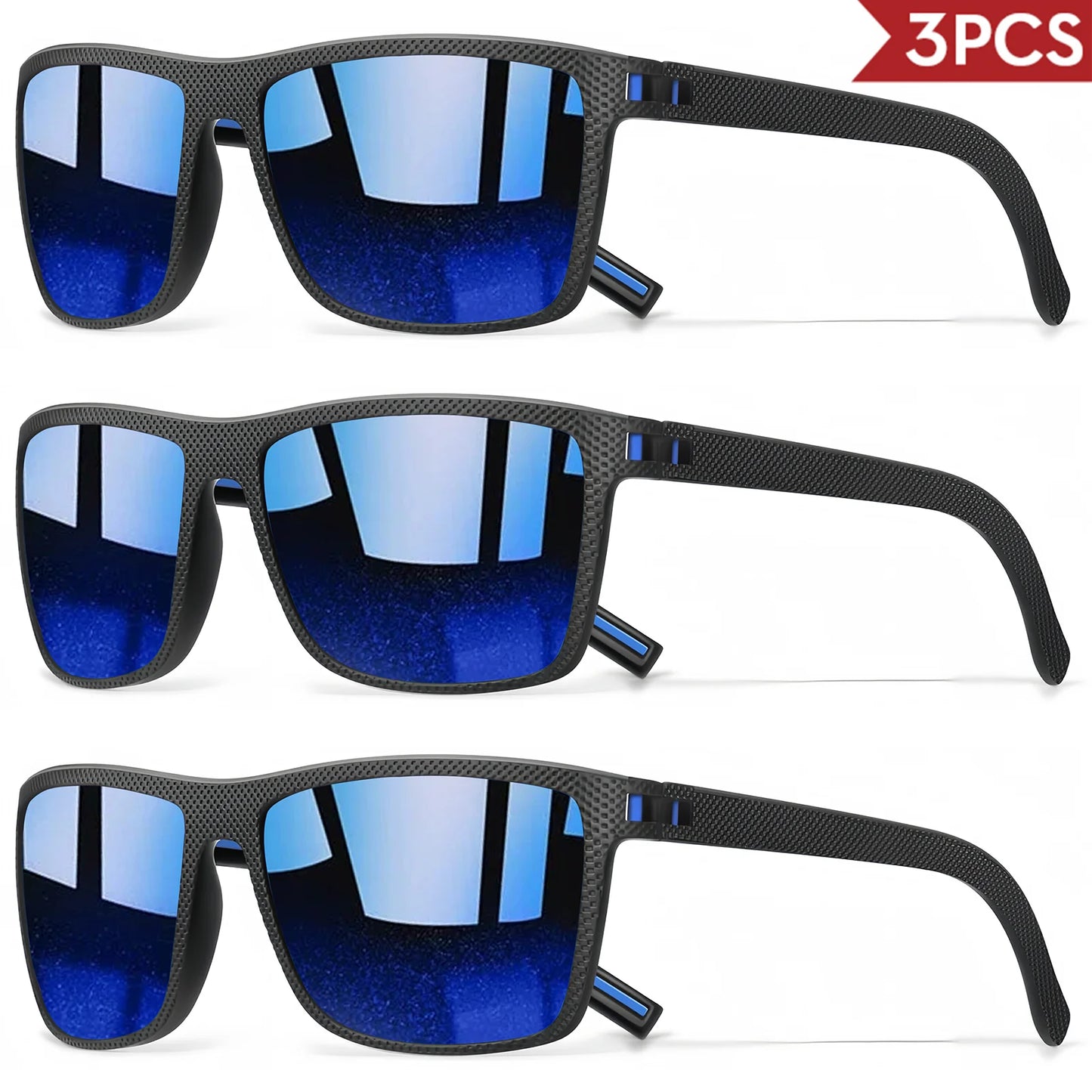 3PCS Signature Retro Square Sunglasses UV400 Spring Hinges Lightweight Gift Ready for Daily & Vacation Unbox Elegance