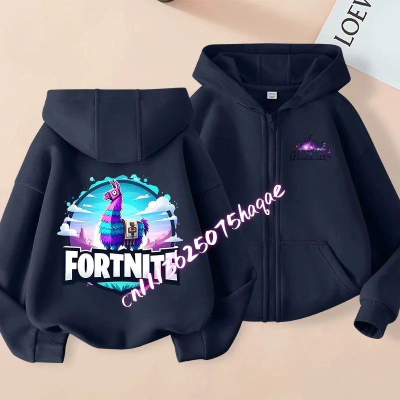 New Fortnite Child Zip-Up Hoodie Cartoon Anime Hoodies Casual Breathable Kids Boys Coat Jackets 2026 Spring Children Clothing