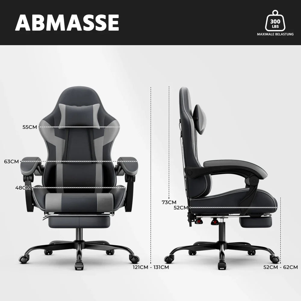 Gaming Chair Ergonomic Gaming Chair with Lumbar Support, Breathable Pu Leather Office Chair,Comfortable Computer Chair