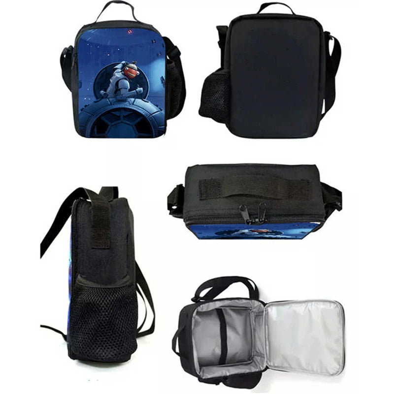 Lunch Bags for Children, Cartoon Fortnite School Picnic Bags for Girls and Boys, Kids Insulated Cooler Lunch Bags Portable Lightweight