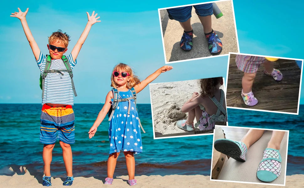 Sapatos aquáticos macios e dobráveis para rapaz e rapariga, para praia, verão, atividades ao ar livre, caminhar na água, natação, surf e mar, de secagem rápida