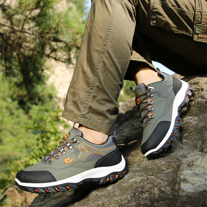 Sapatos casuais em pele para homem, ténis leves de caminhada para primavera, outono e inverno