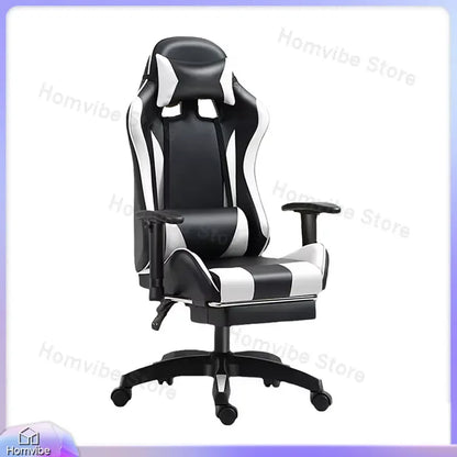 Chaise de jeu ergonomique avec support lombaire et appui-tête, hauteur réglable, style racing, pour la maison, le bureau et l'e-sport