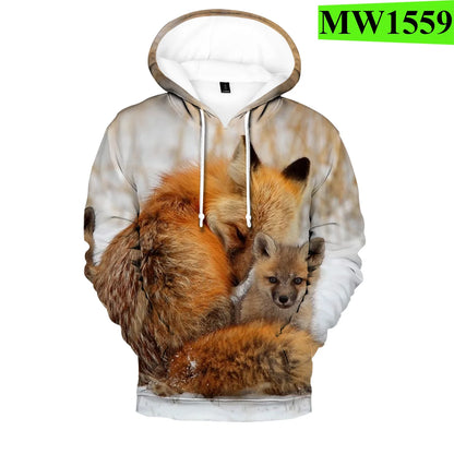 Suositut hip hop -tyyliset uutuushupparit ja collegepaidat, mukava uusi Fox 3D -printti, miehille/naisille, aikuisille/lapsille, rennot puserot