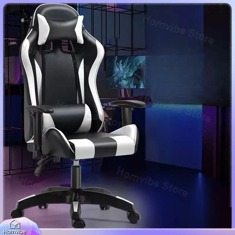 Chaise de jeu ergonomique avec support lombaire et hauteur réglable pour les joueurs sur PC, le travail de bureau, les longues sessions d'ordinateur, confortable