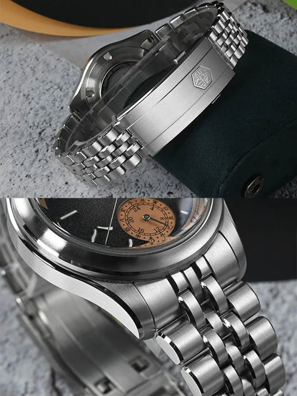 San Martin 39mm Miyota 9132 Power Reserve Display Men Luxury Sport Watch Automatic Mechanical Waterproof Original Design SN0144