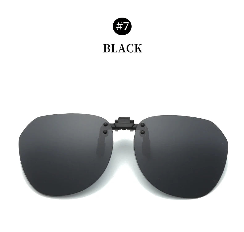 Men Fashion Clip On Polarized Sunglasses Lens Women Driver Flash Mirror Lens Sun Clips Glasses Cover Night Vision Eyewear UV400