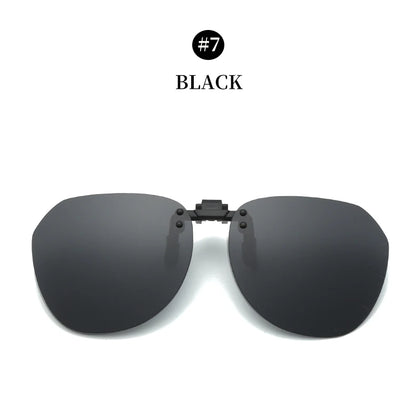 Men Fashion Clip On Polarized Sunglasses Lens Women Driver Flash Mirror Lens Sun Clips Glasses Cover Night Vision Eyewear UV400